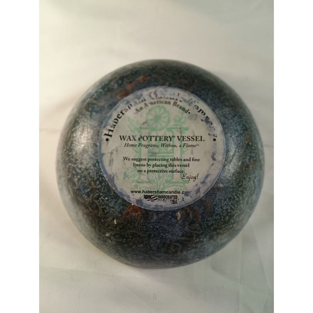 Habersham Candle Company Blue Wax Pottery Vessel W Pressed Flowers Flameless - Picture 9 of 11